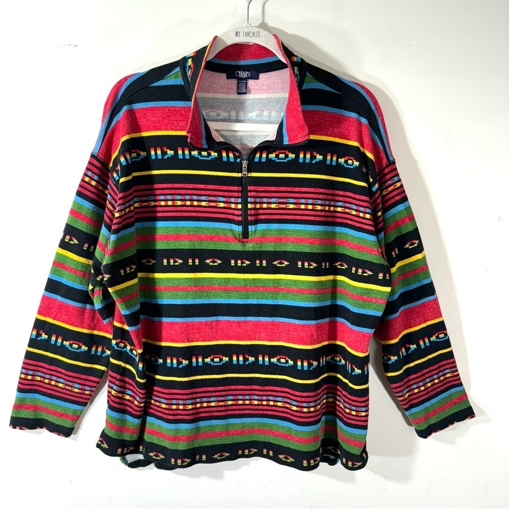 Chaps Women’s Striped Aztec Southwestern 1/4 Zip Top